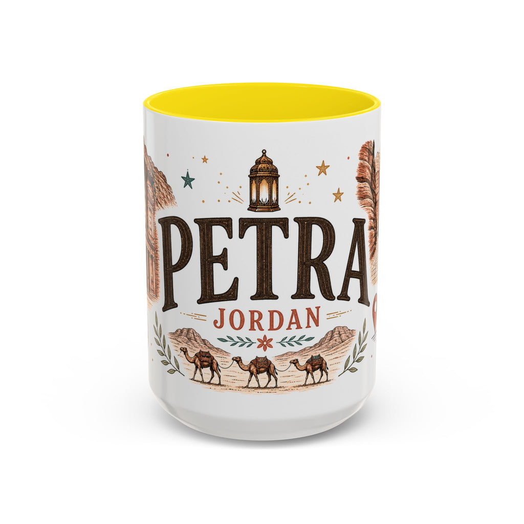 Petra Coffee Mug | Travel Destination Souvenir Gift | Accent Color Ceramic 11oz 15oz