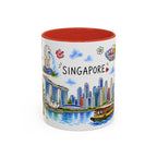 Singapore Illustrated Travel Mug | City Souvenir Accent Coffee Mug | 11oz 15oz Ceramic Cup