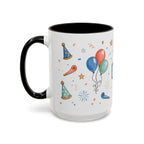 New Year Party Mug | Balloon Popper Watercolor Celebration Gift | Accent Cup 11oz 15oz