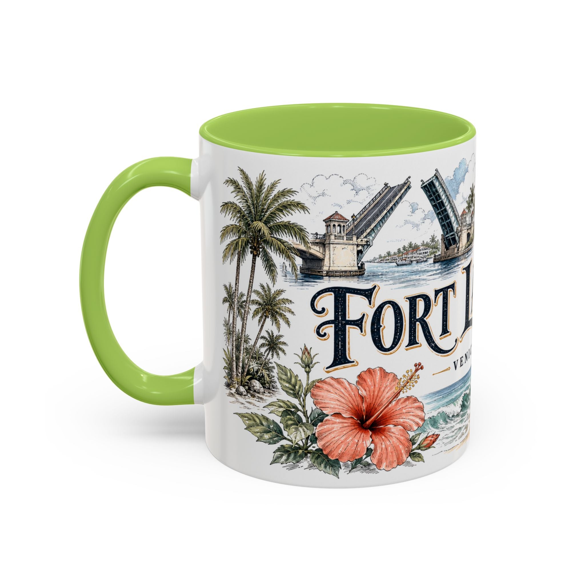 Fort Lauderdale Coffee Mug | United States Travel Souvenir | Vintage Illustrated City Gift | 11 oz 15 oz Accent Mug