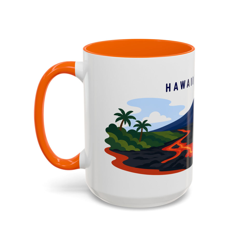Hawaii Volcanoes Coffee Mug | Travel Destination Souvenir Gift | Accent Color Ceramic 11oz 15oz