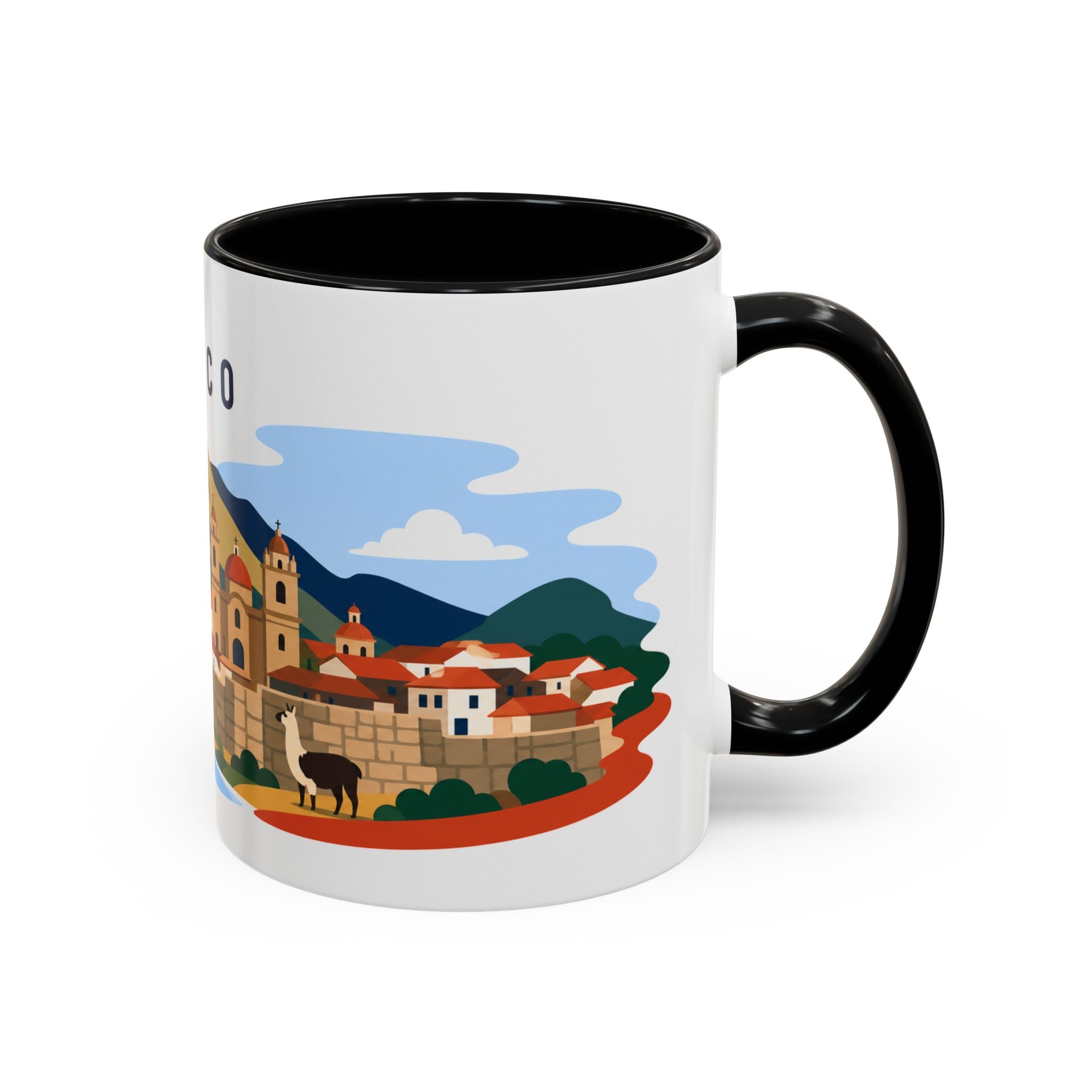 Cusco Coffee Mug | Travel Destination Souvenir Gift | Accent Color Ceramic 11oz 15oz