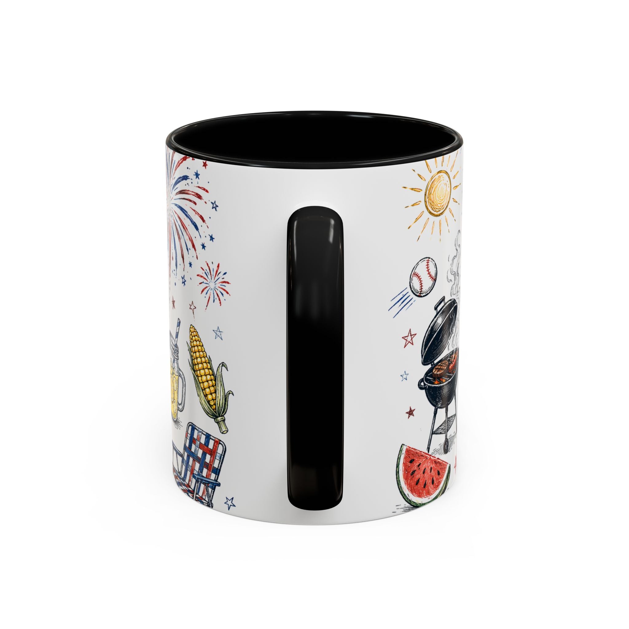 Freedom Fest Coffee Mug | Grill Chill Fireworks 4th of July | Accent Color Ceramic 11oz 15oz