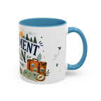 Retirement Plan Coffee And Adventures Mug | Travel Retirement Gift | Accent Color Ceramic 11oz 15oz