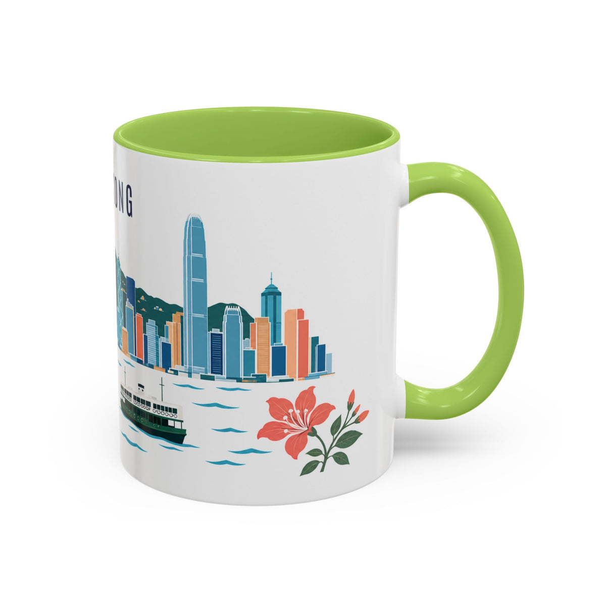 Hong Kong Coffee Mug | Hong Kong Travel Souvenir | Porcelain Decal City Gift | 11oz 15oz Accent Mug