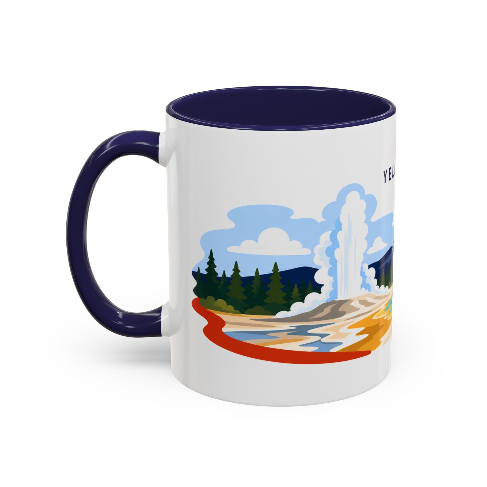 Yellowstone Coffee Mug | Travel Destination Souvenir Gift | Accent Color Ceramic 11oz 15oz