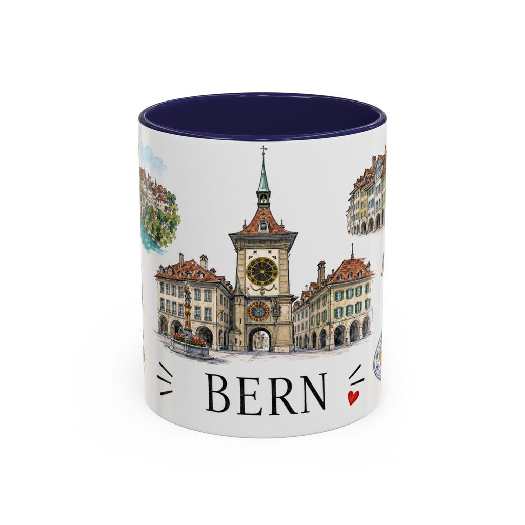 Bern Illustrated Travel Mug | City Souvenir Accent Coffee Mug | 11oz 15oz Ceramic Cup