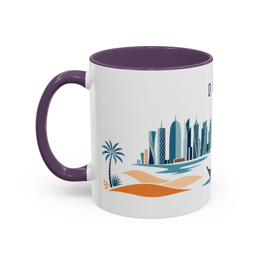 Doha Coffee Mug | Qatar Travel Souvenir | Porcelain Decal City Gift | 11oz 15oz Accent Mug