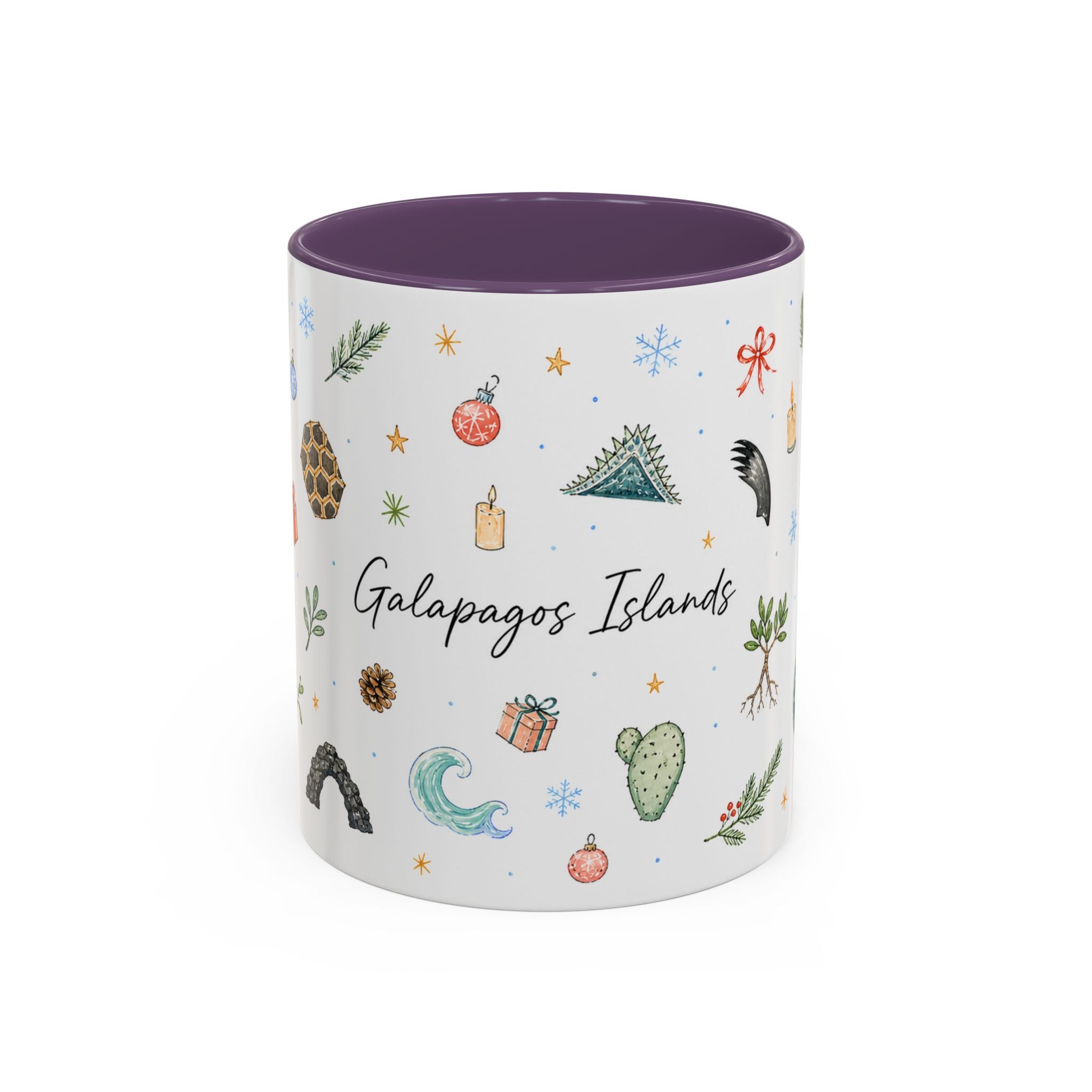 Galapagos Islands Christmas Mug | Watercolor Travel Souvenir | Holiday Gift | Accent Ceramic Coffee Cup 11oz 15oz