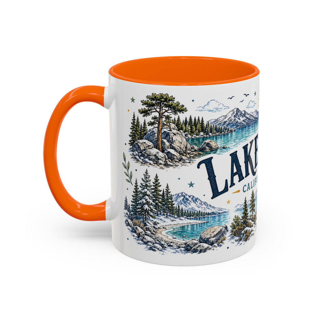 Lake Tahoe Mug, California Nevada Travel Souvenir, Bucket List Gift, Accent Ceramic Coffee Mug 11oz 15oz