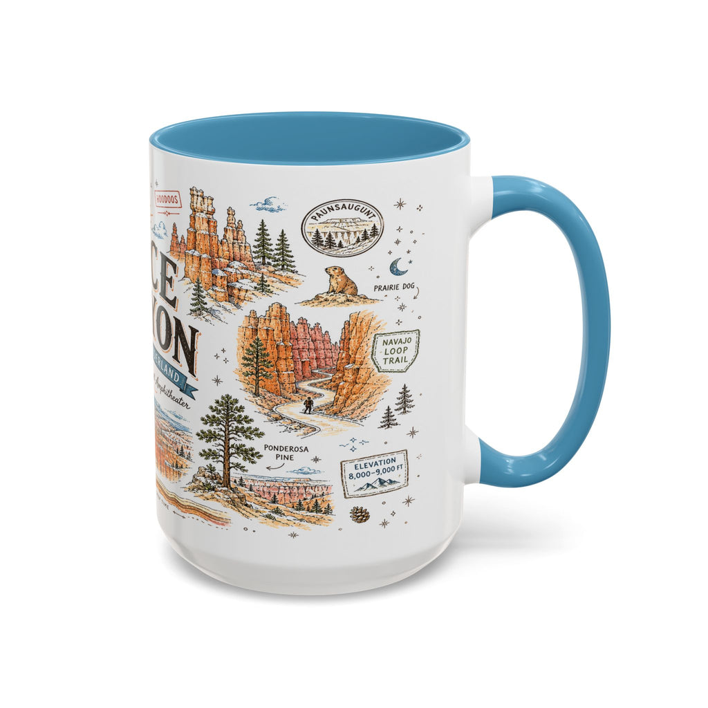 Bryce Canyon Coffee Mug | National Park Hiking Utah Gift | Accent Color Ceramic 11oz 15oz