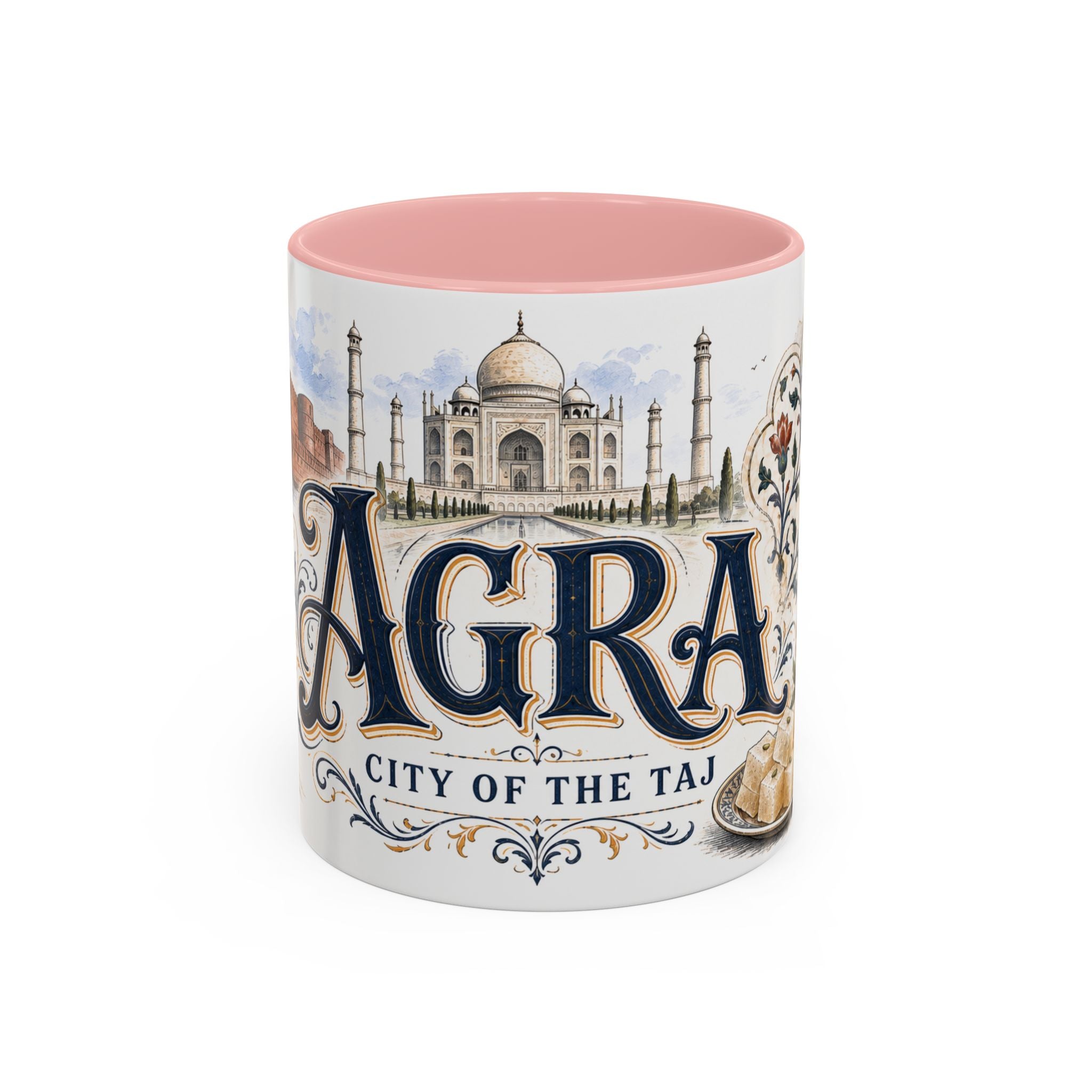 Agra Coffee Mug | India Travel Souvenir | Vintage Illustrated City Gift | 11 oz 15 oz Accent Mug