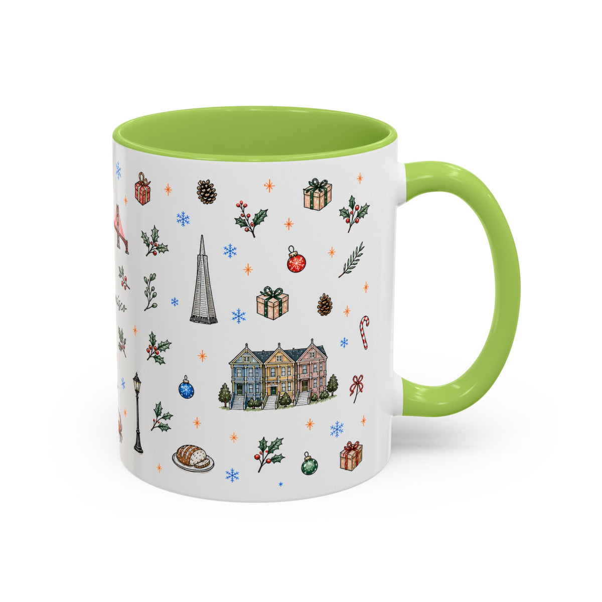 San Francisco Christmas Mug | Watercolor City Souvenir | Ceramic Coffee Cup