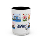 Singapore Coffee Mug | Postage Stamp Collage Mug | Travel Souvenir Accent Cup 11oz 15oz