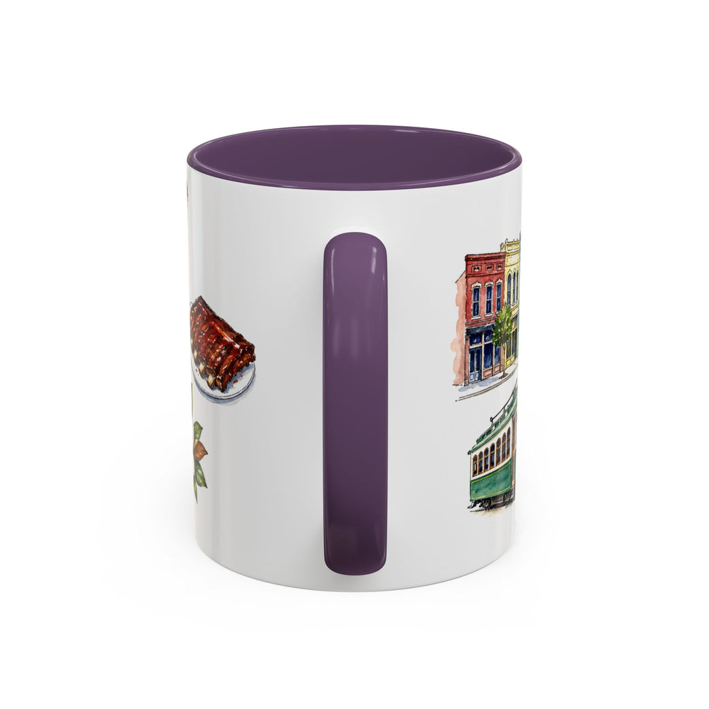 Memphis Illustrated Travel Mug | City Souvenir Accent Coffee Mug | 11oz 15oz Ceramic Cup