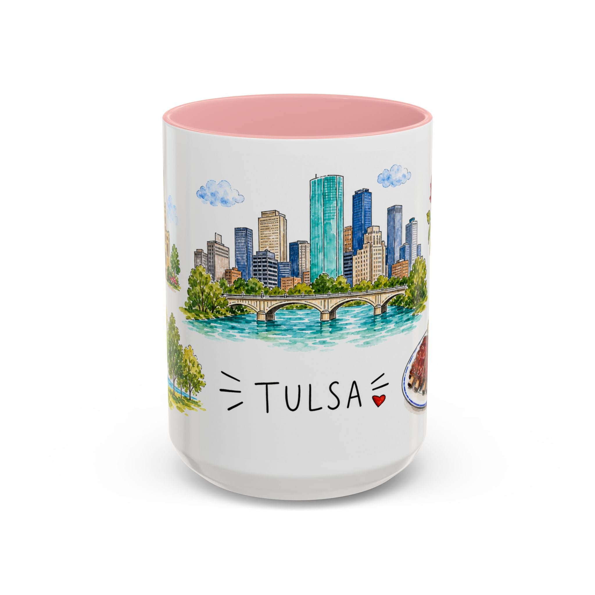 Tulsa Illustrated Travel Mug | City Souvenir Accent Coffee Mug | 11oz 15oz Ceramic Cup