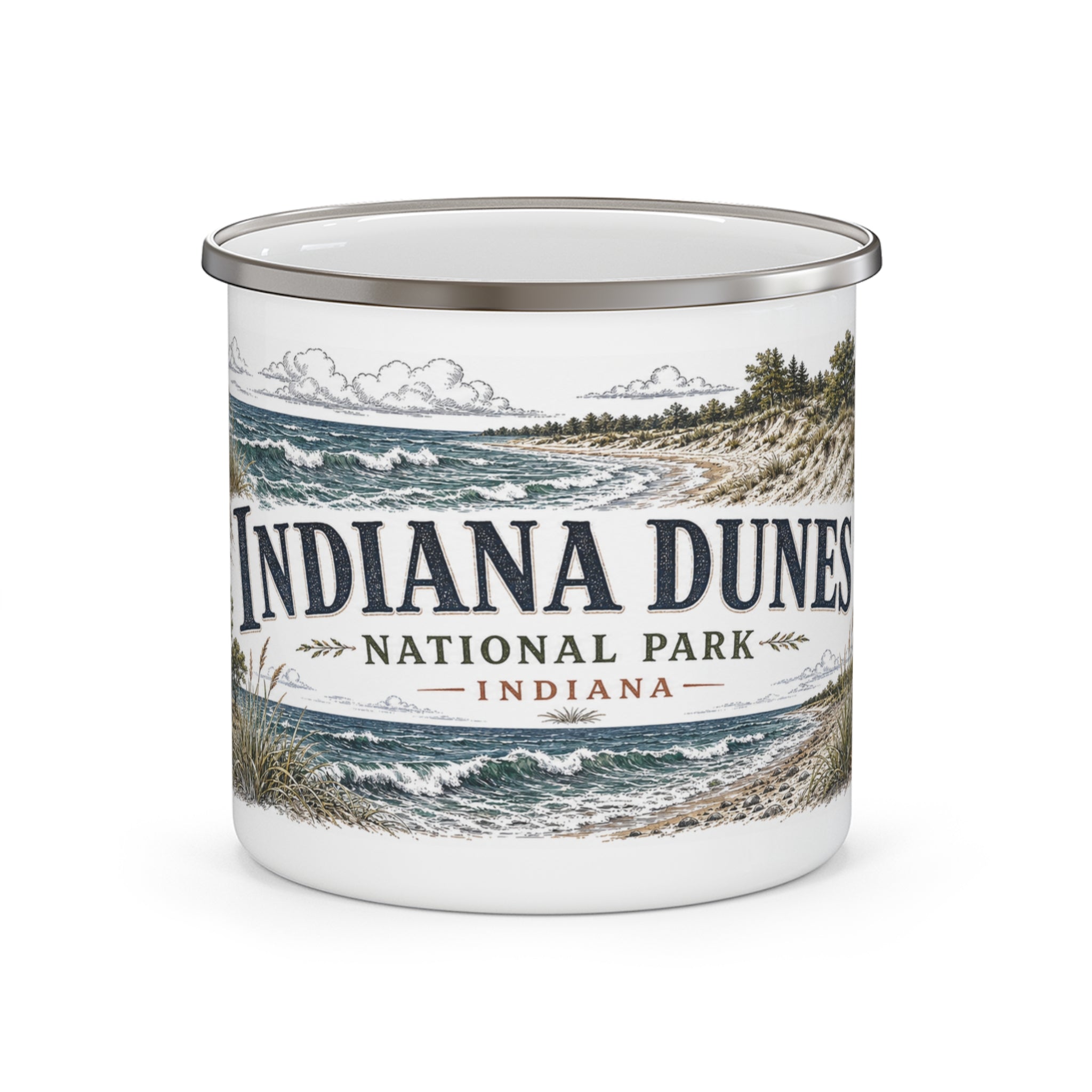 Indiana Dunes National Park Vintage Enamel Camping Mug | 12oz National Park Hiking Gift