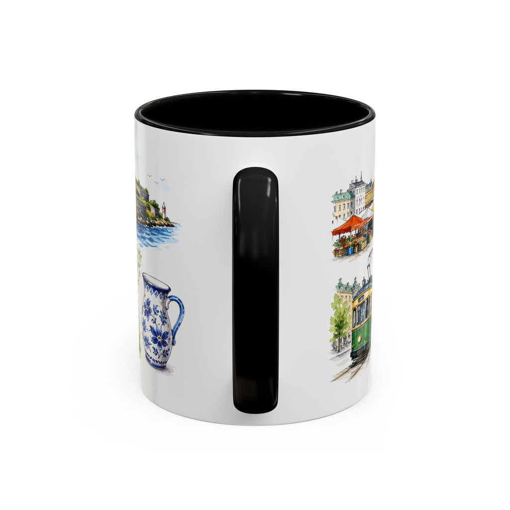 Helsinki Illustrated Travel Mug | City Souvenir Accent Coffee Mug | 11oz 15oz Ceramic Cup