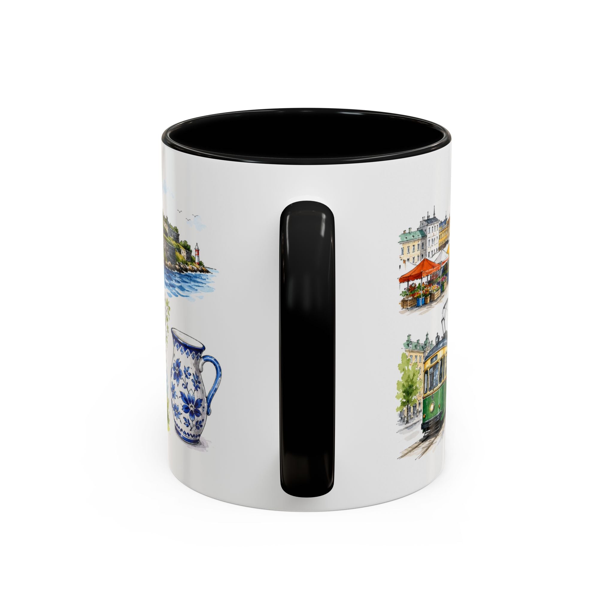 Helsinki Illustrated Travel Mug | City Souvenir Accent Coffee Mug | 11oz 15oz Ceramic Cup