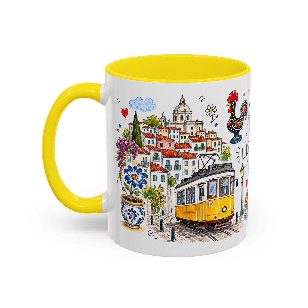 Lisbon Travel Mug | European City Souvenir Accent Coffee Mug | 11oz 15oz Ceramic Cup