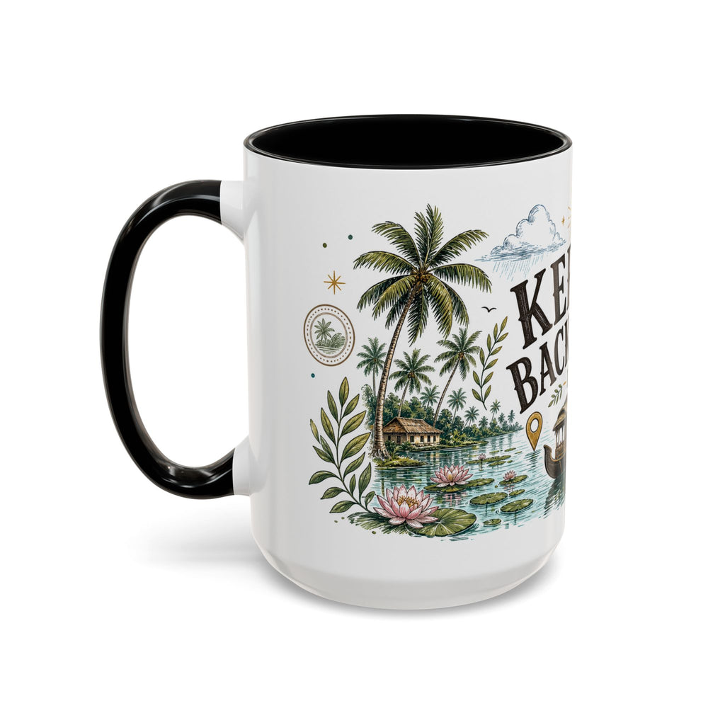 Kerala Backwaters Coffee Mug | Travel Destination Souvenir Gift | Accent Color Ceramic 11oz 15oz