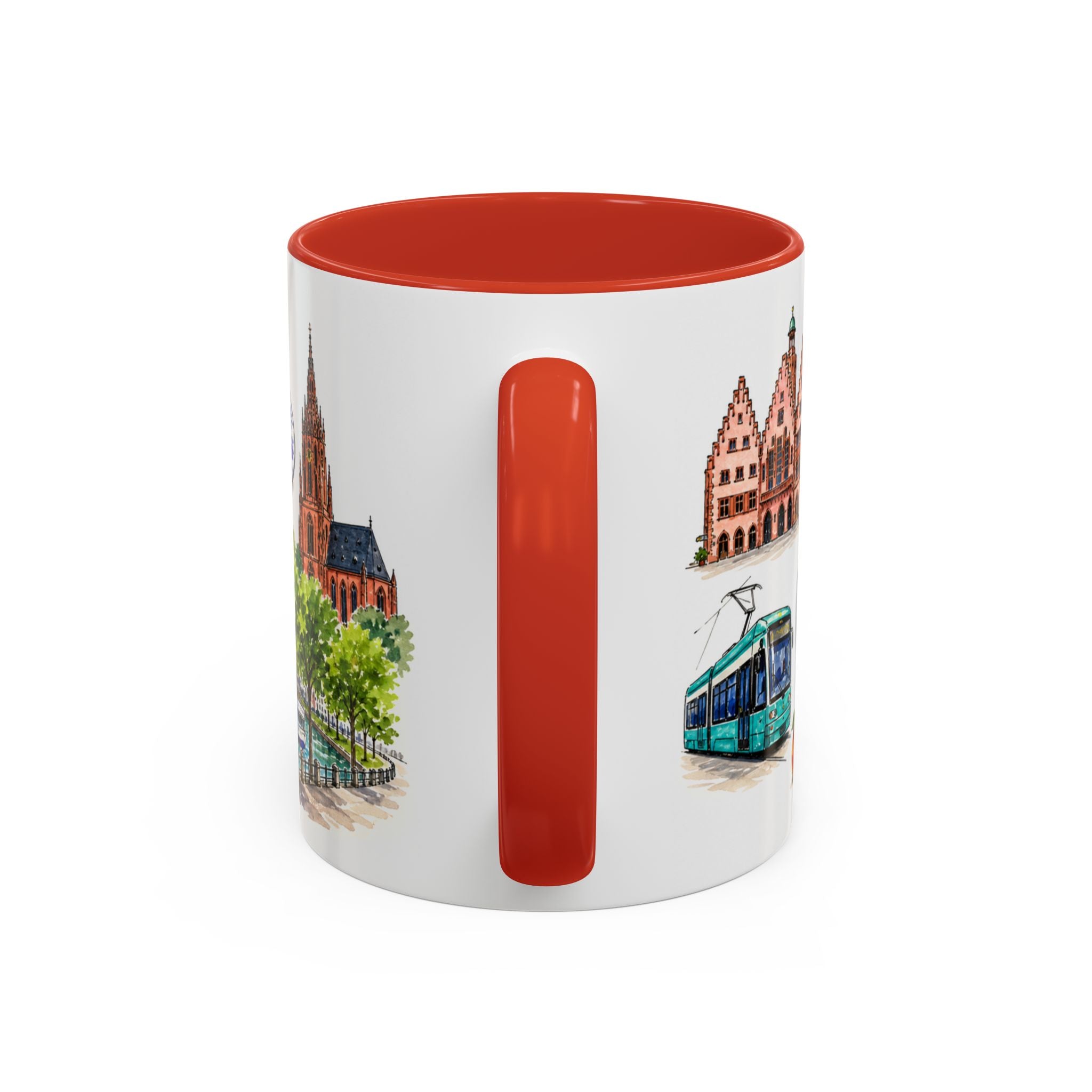 Frankfurt Illustrated Travel Mug | City Souvenir Accent Coffee Mug | 11oz 15oz Ceramic Cup