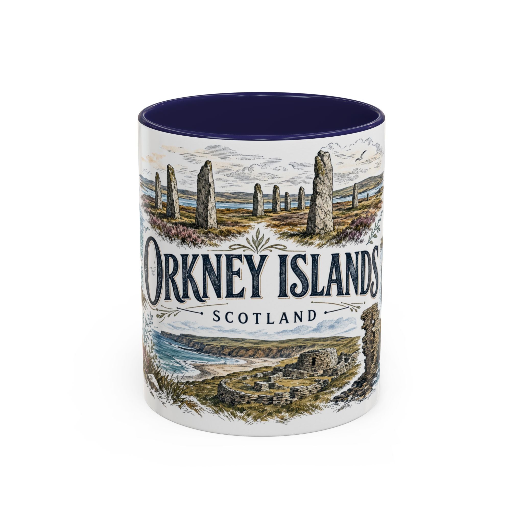 Orkney Islands Mug, Scotland Travel Souvenir, Bucket List Gift, Accent Ceramic Coffee Mug 11oz 15oz