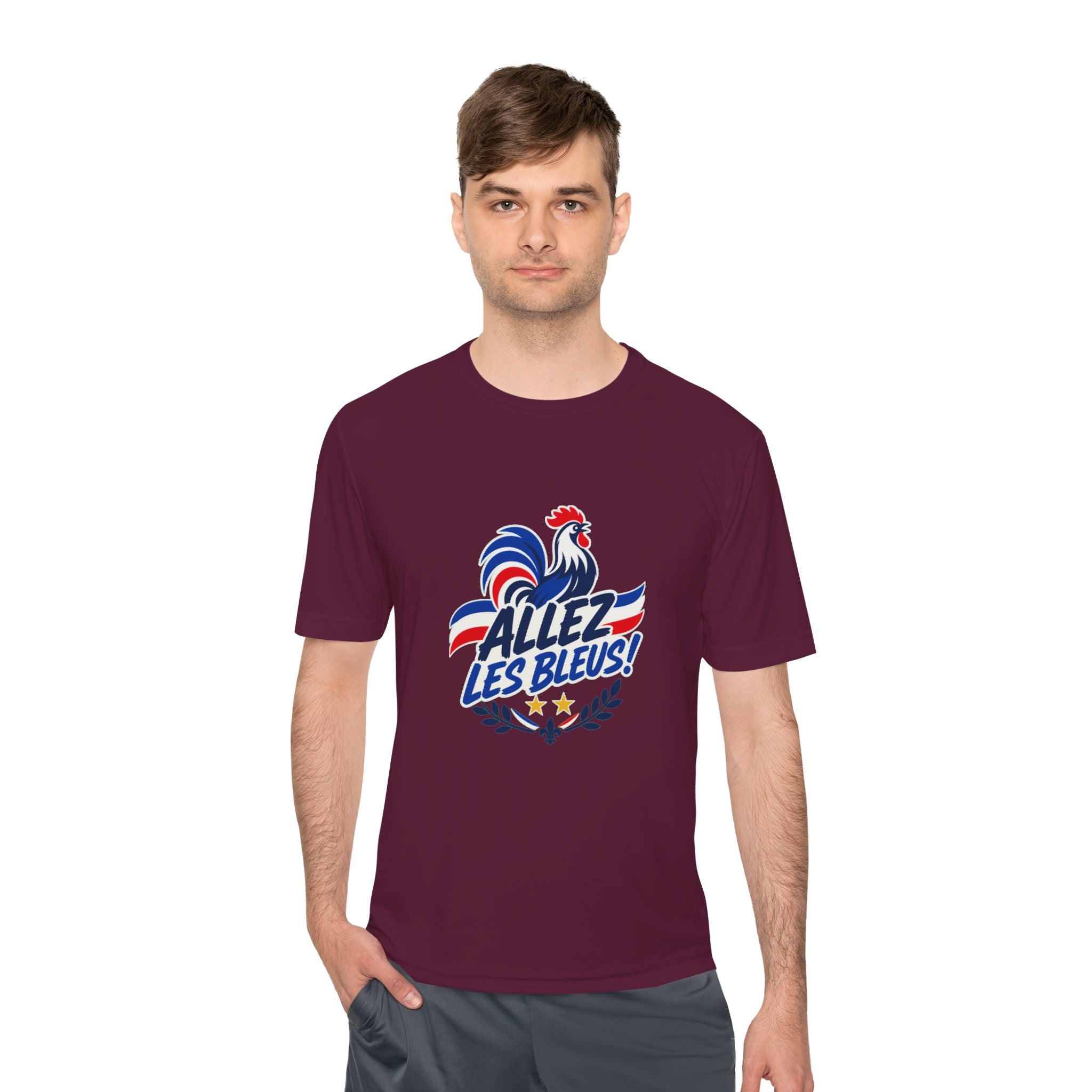 France Soccer T Shirt, Allez Les Bleus Tee, World Football Fan Shirt, Moisture Wicking Sport Tee