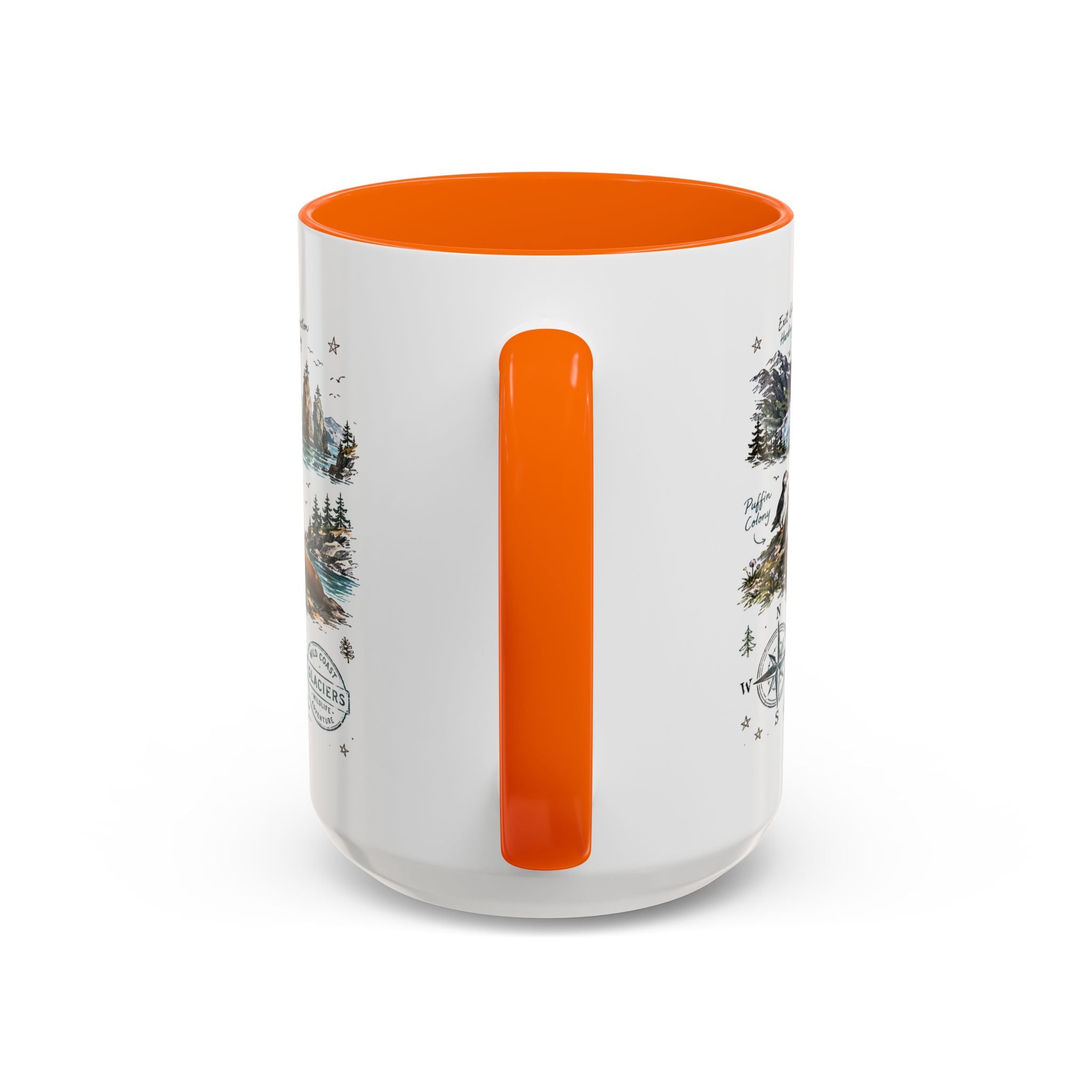 Kenai Fjords National Park Coffee Mug | Alaska Coastal Wildlife Hiking Gift | Accent Color Ceramic 11oz 15oz