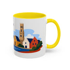 Bruges Coffee Mug | Travel Destination Souvenir Gift | Accent Color Ceramic 11oz 15oz