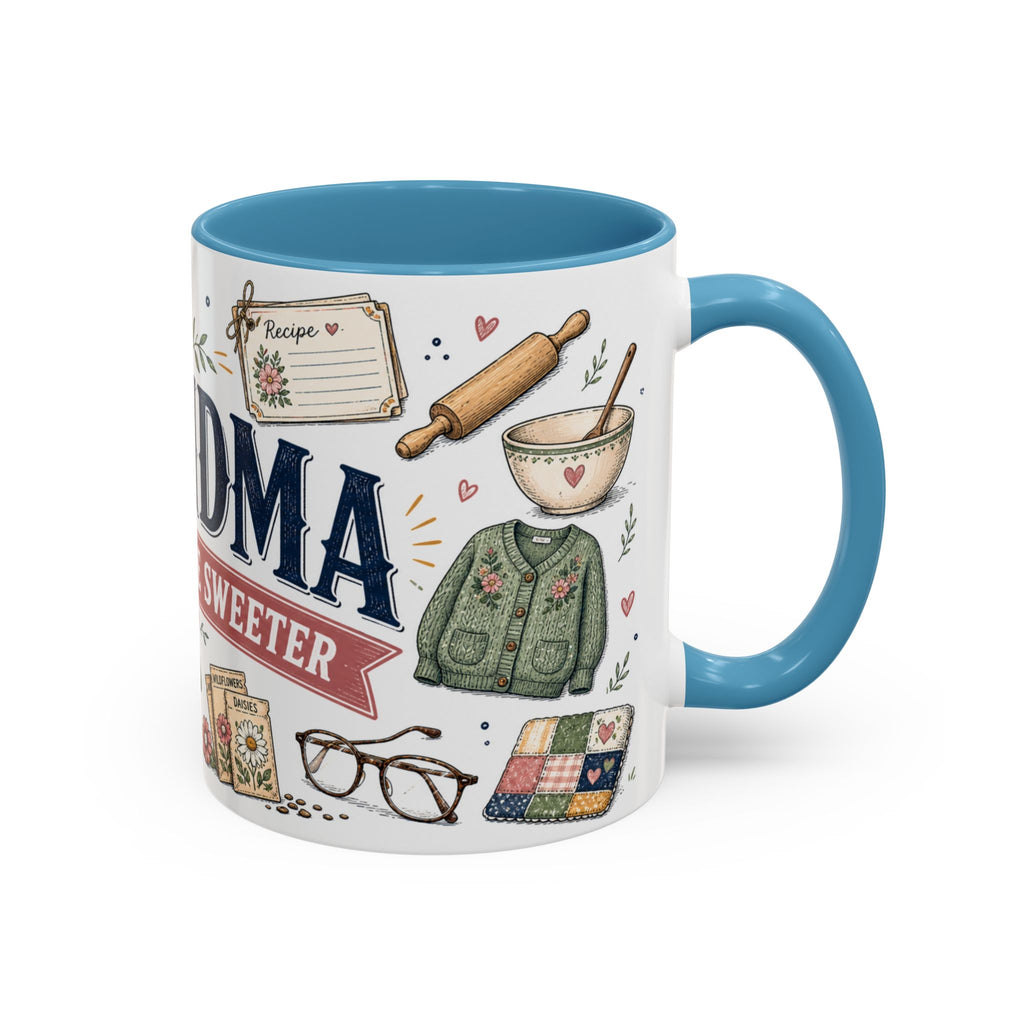 Grandma Makes Life Sweeter Coffee Mug | Gift From Grandkids | Accent Color Ceramic 11oz 15oz