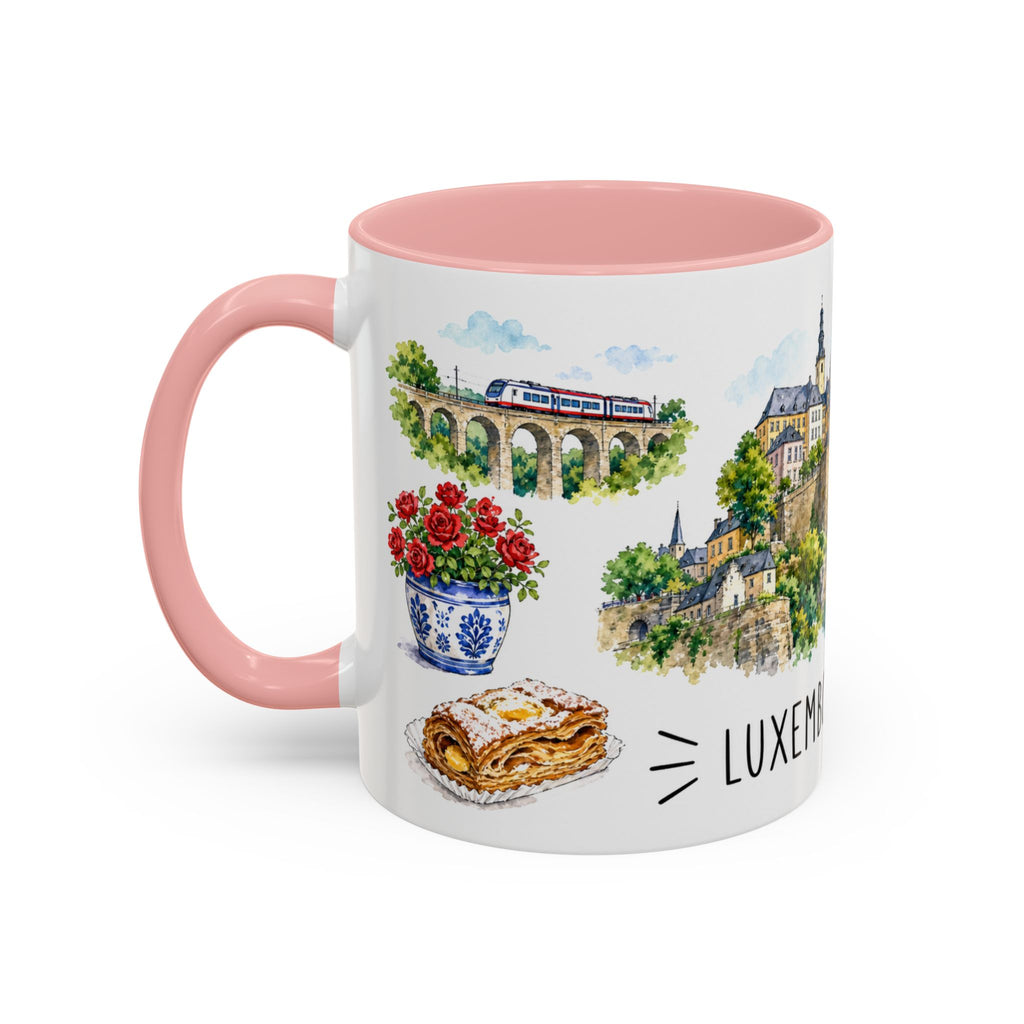 Luxembourg City Illustrated Travel Mug | City Souvenir Accent Coffee Mug | 11oz 15oz Ceramic Cup