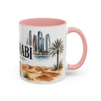 Abu Dhabi Coffee Mug | United Arab Emirates Travel Souvenir | Vintage Illustrated City Gift | 11 oz 15 oz Accent Mug