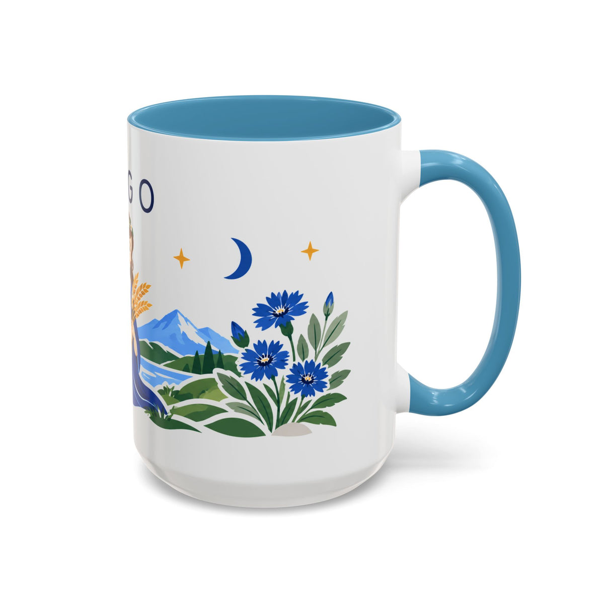 Virgo Zodiac Coffee Mug | Maiden and Wheat Design | Astrology Birthday Gift | 11 oz 15 oz Ceramic Accent Mug