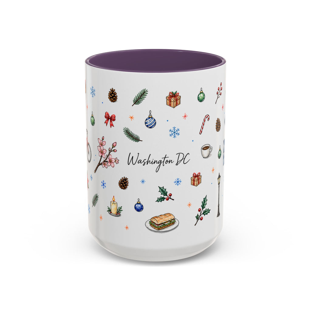 Washington DC Christmas Mug | Watercolor City Souvenir | Ceramic Coffee Cup 11oz 15oz