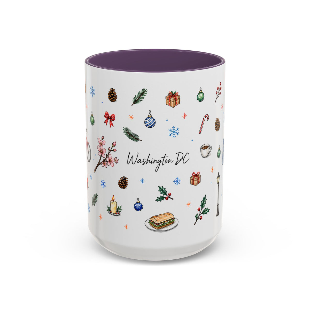 Washington DC Christmas Mug | Watercolor City Souvenir | Ceramic Coffee Cup 11oz 15oz