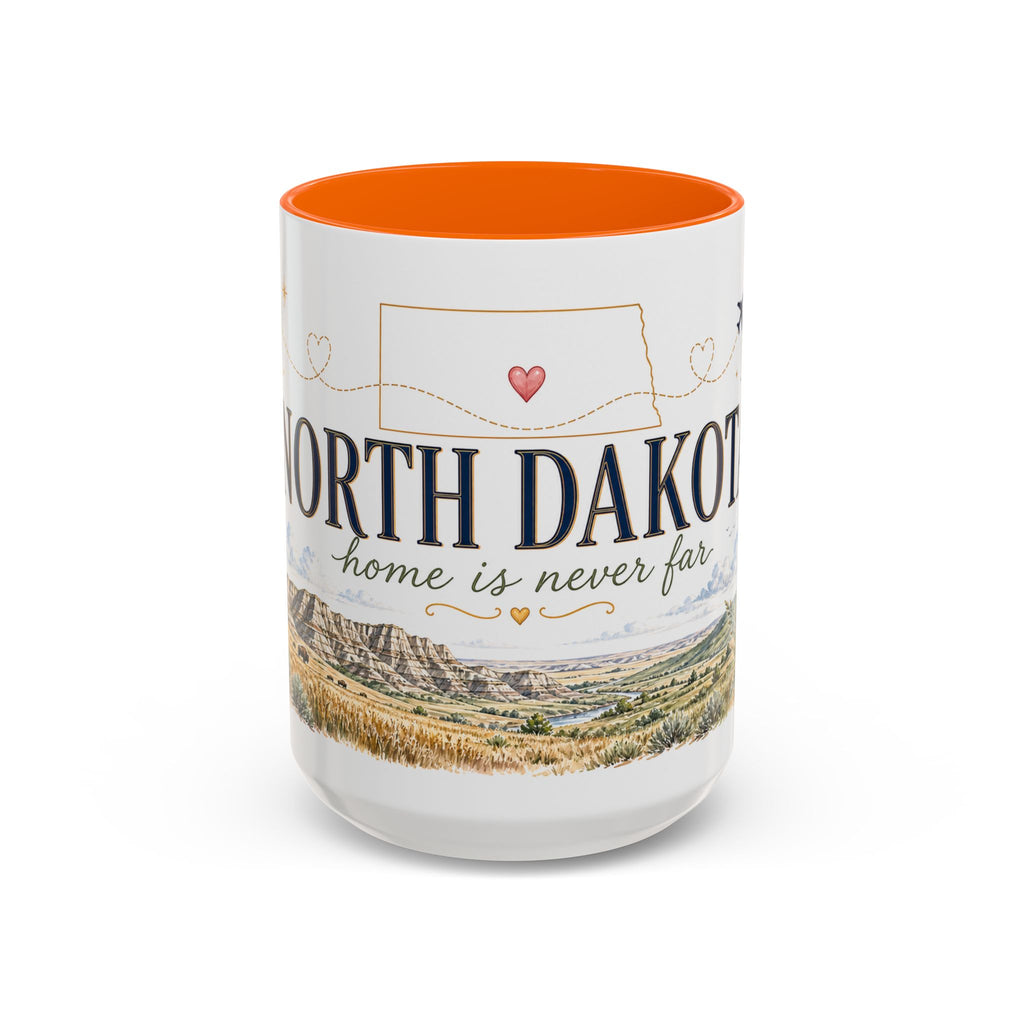North Dakota State Map Mug | Prairie Rose Botanical Accent Coffee Cup
