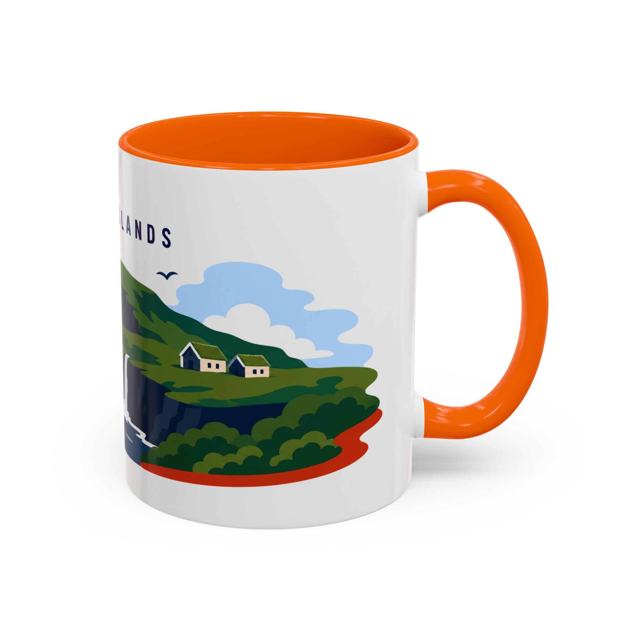 Faroe Islands Coffee Mug | Travel Destination Souvenir Gift | Accent Color Ceramic 11oz 15oz