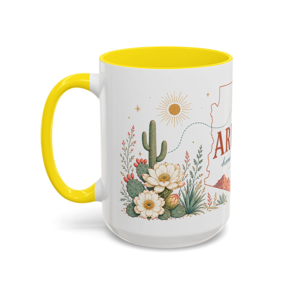 Arizona State Map Mug | Desert Landscape, Botanical Accents, Homesick Gift