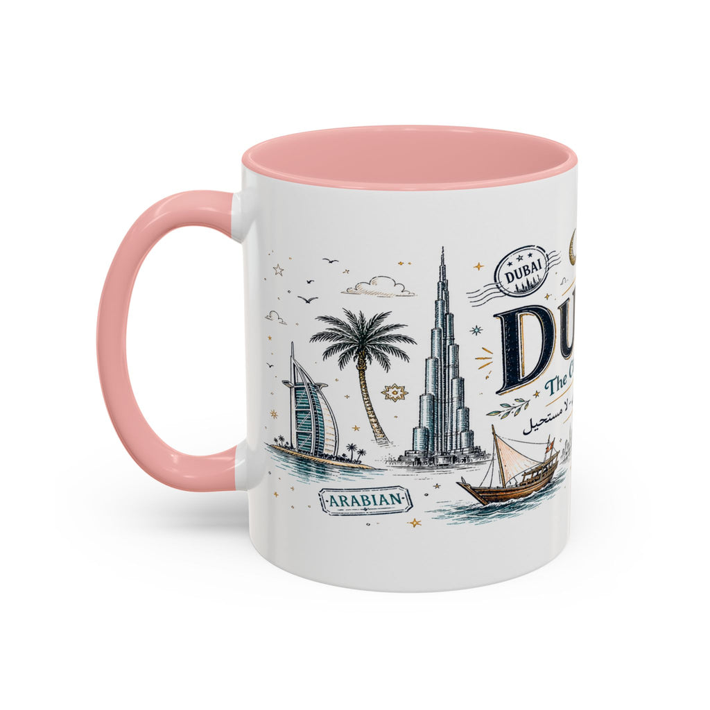 Dubai Coffee Mug | UAE Souvenir Travel Gift | Accent Color Ceramic 11oz 15oz