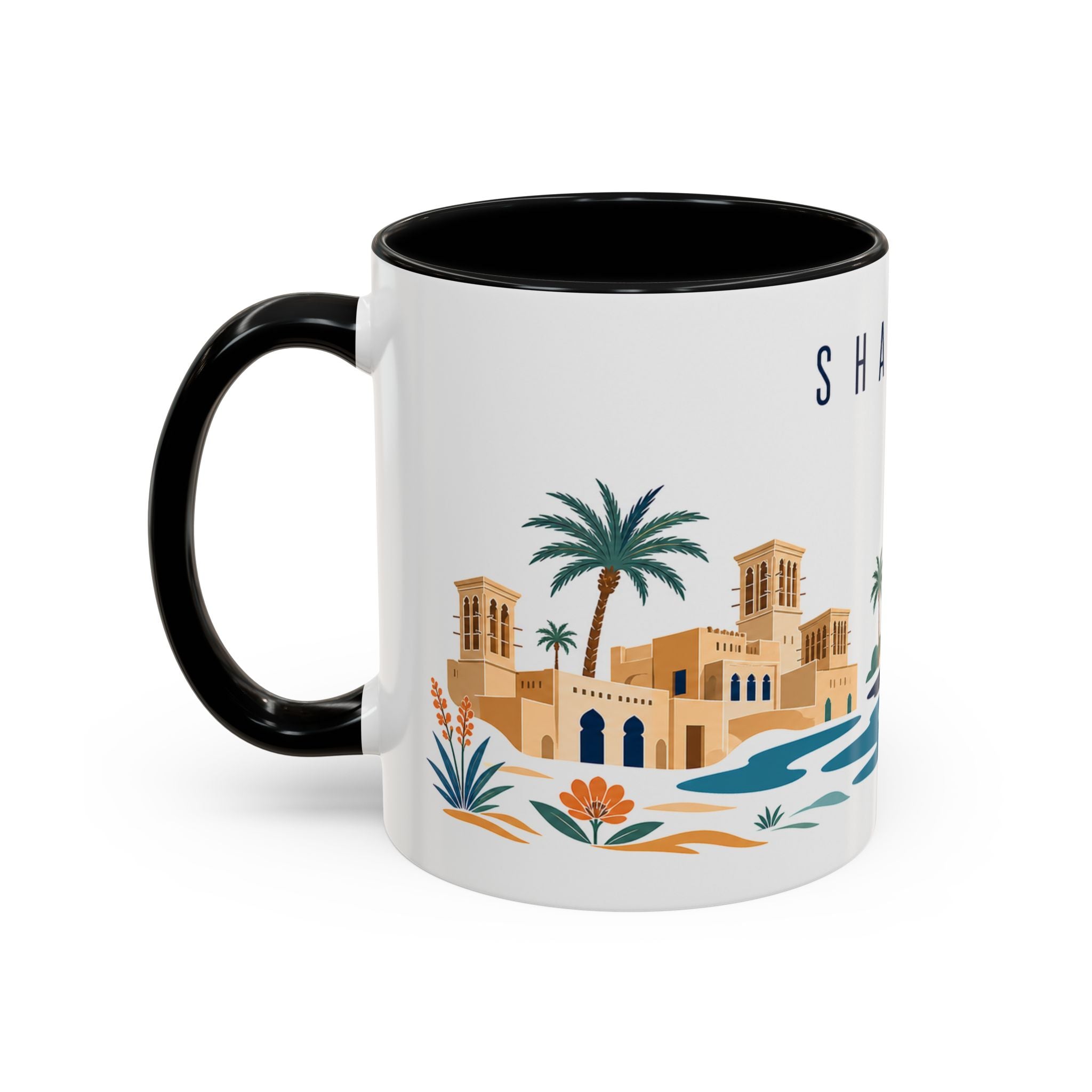 Sharjah Coffee Mug | United Arab Emirates Travel Souvenir | Porcelain Decal City Gift | 11oz 15oz Accent Mug