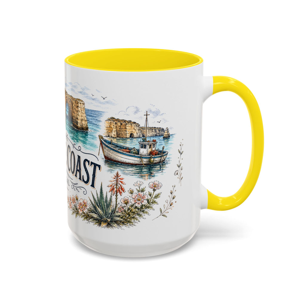 Algarve Coast Mug, Portugal Travel Souvenir, Bucket List Gift, Accent Ceramic Coffee Mug 11oz 15oz