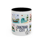 Zanzibar City Coffee Mug | Postage Stamp Collage Mug | Travel Souvenir Accent Cup 11oz 15oz