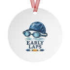 Early Laps Swimming Round Metal Ornament | Sports Gift
