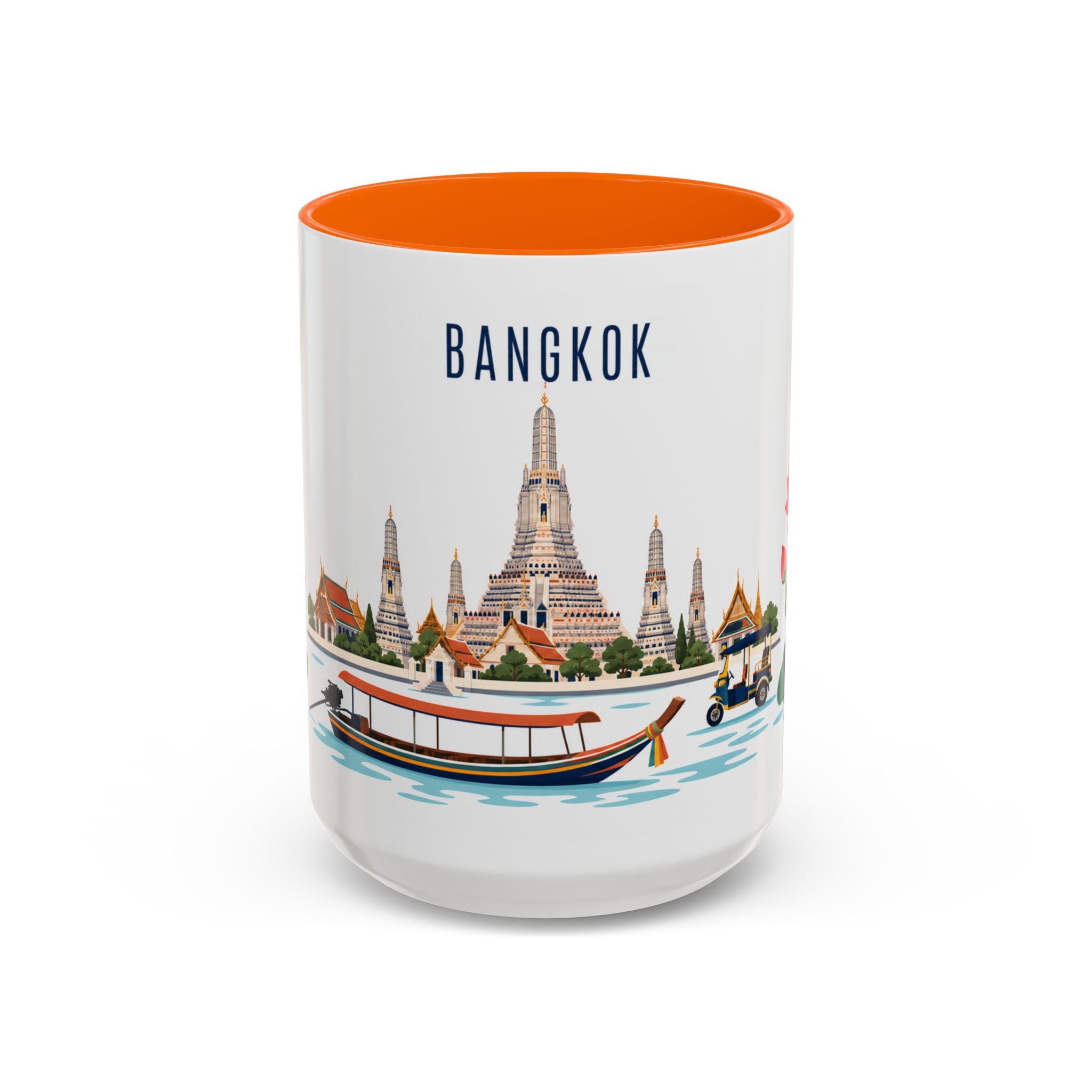 Bangkok Coffee Mug | Thailand Travel Souvenir | Porcelain Decal City Gift | 11oz 15oz Accent Mug