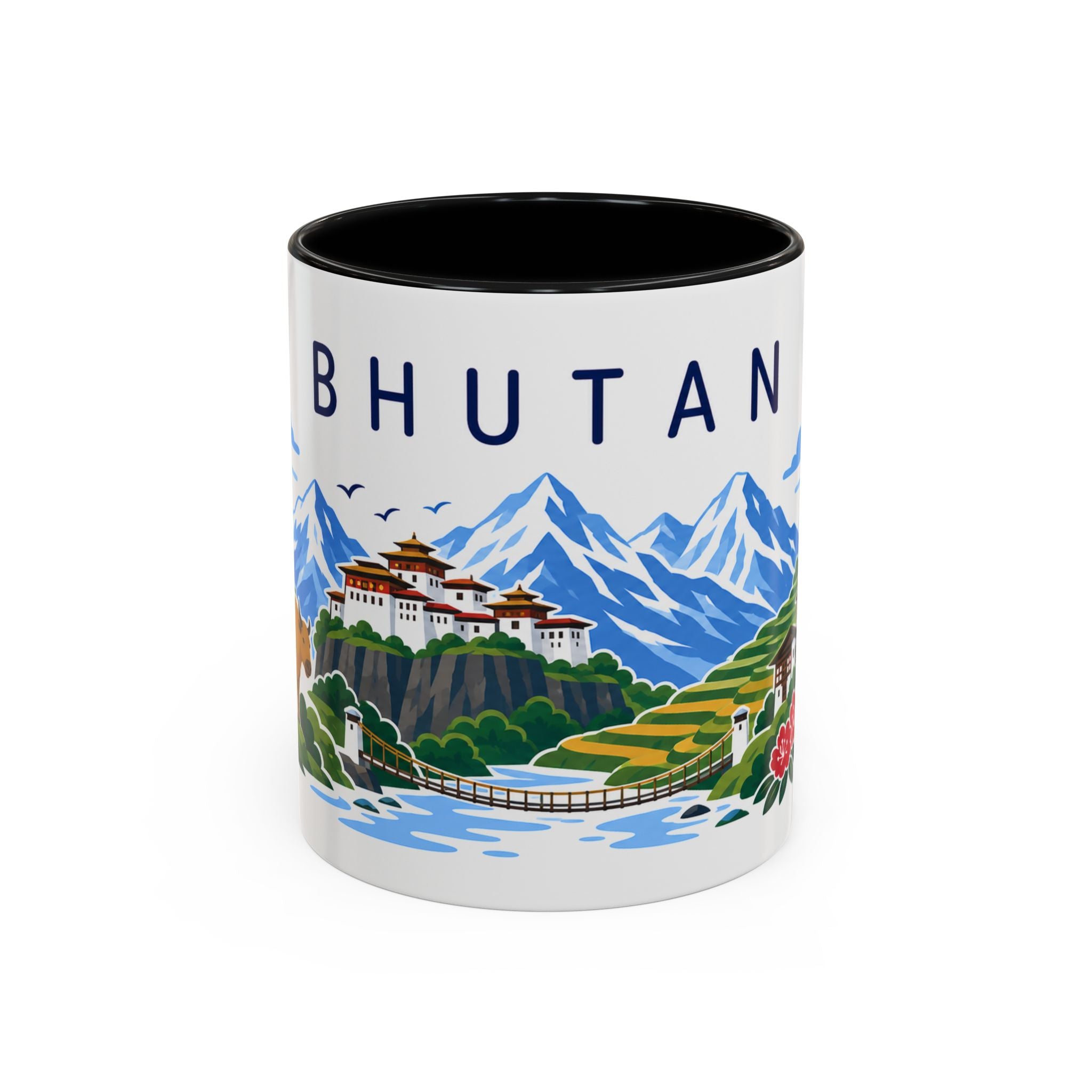 Bhutan Coffee Mug | Travel Souvenir Accent Mug | Country Gift Ceramic Cup 11oz 15oz