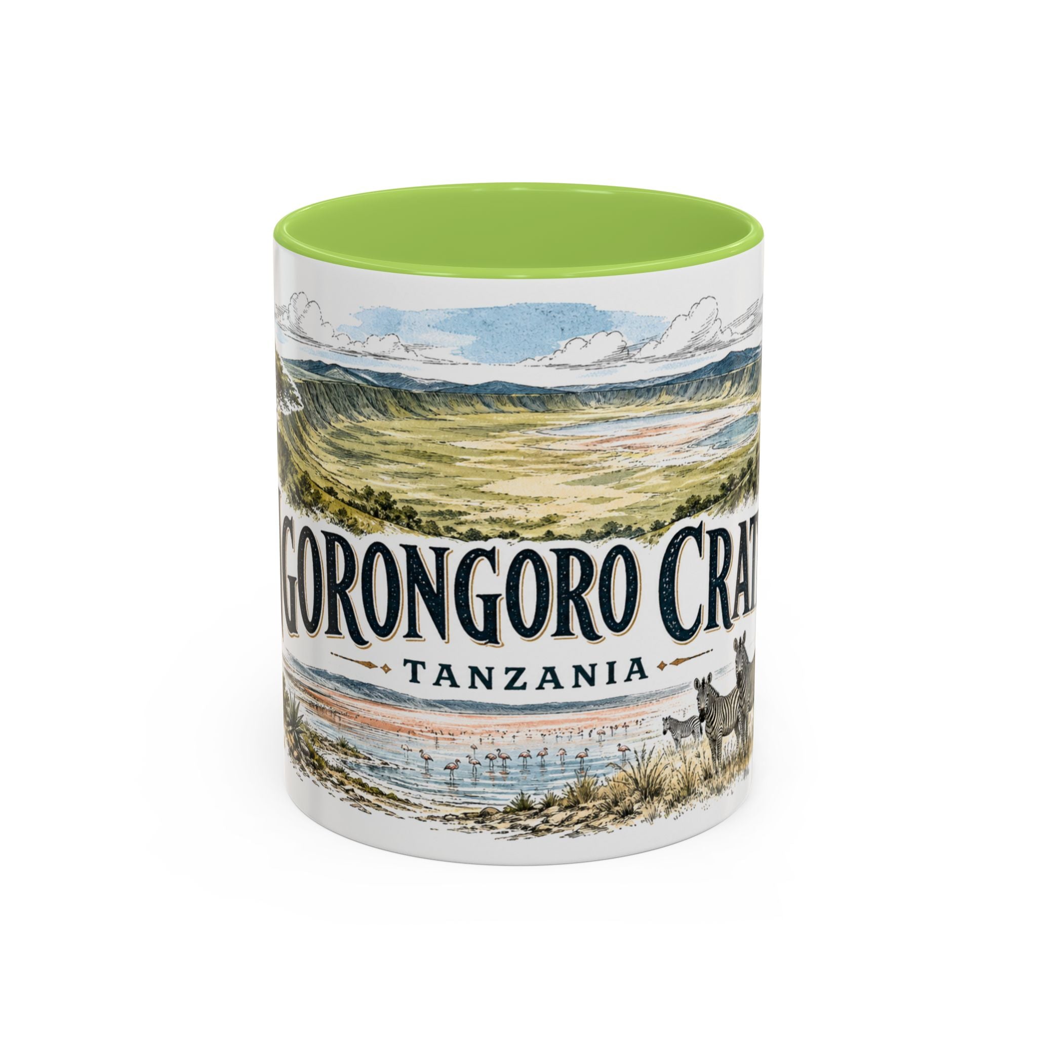 Ngorongoro Crater Mug, Tanzania Travel Souvenir, Bucket List Gift, Accent Ceramic Coffee Mug 11oz 15oz