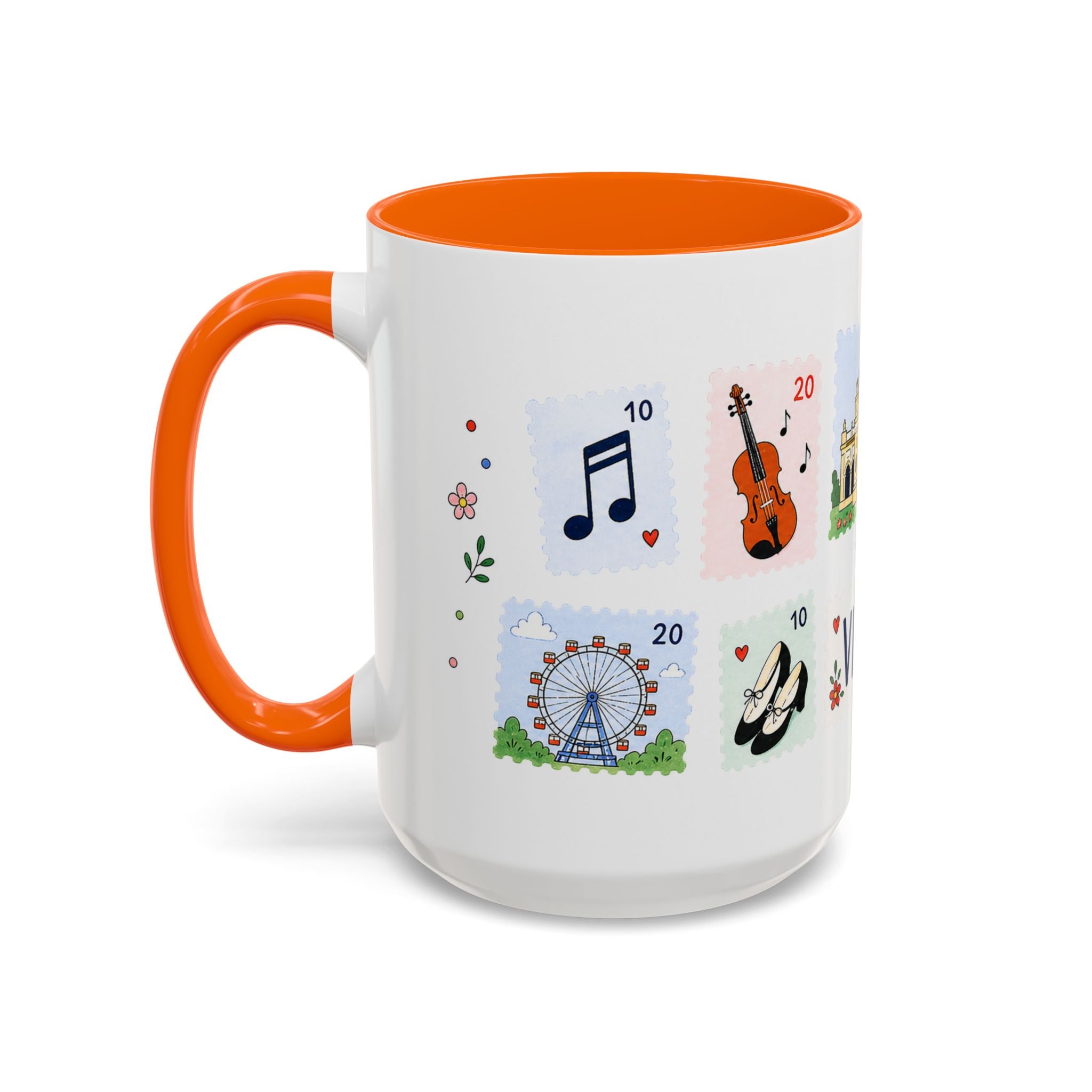 Vienna Coffee Mug | Postage Stamp Collage Mug | Travel Souvenir Accent Cup 11oz 15oz