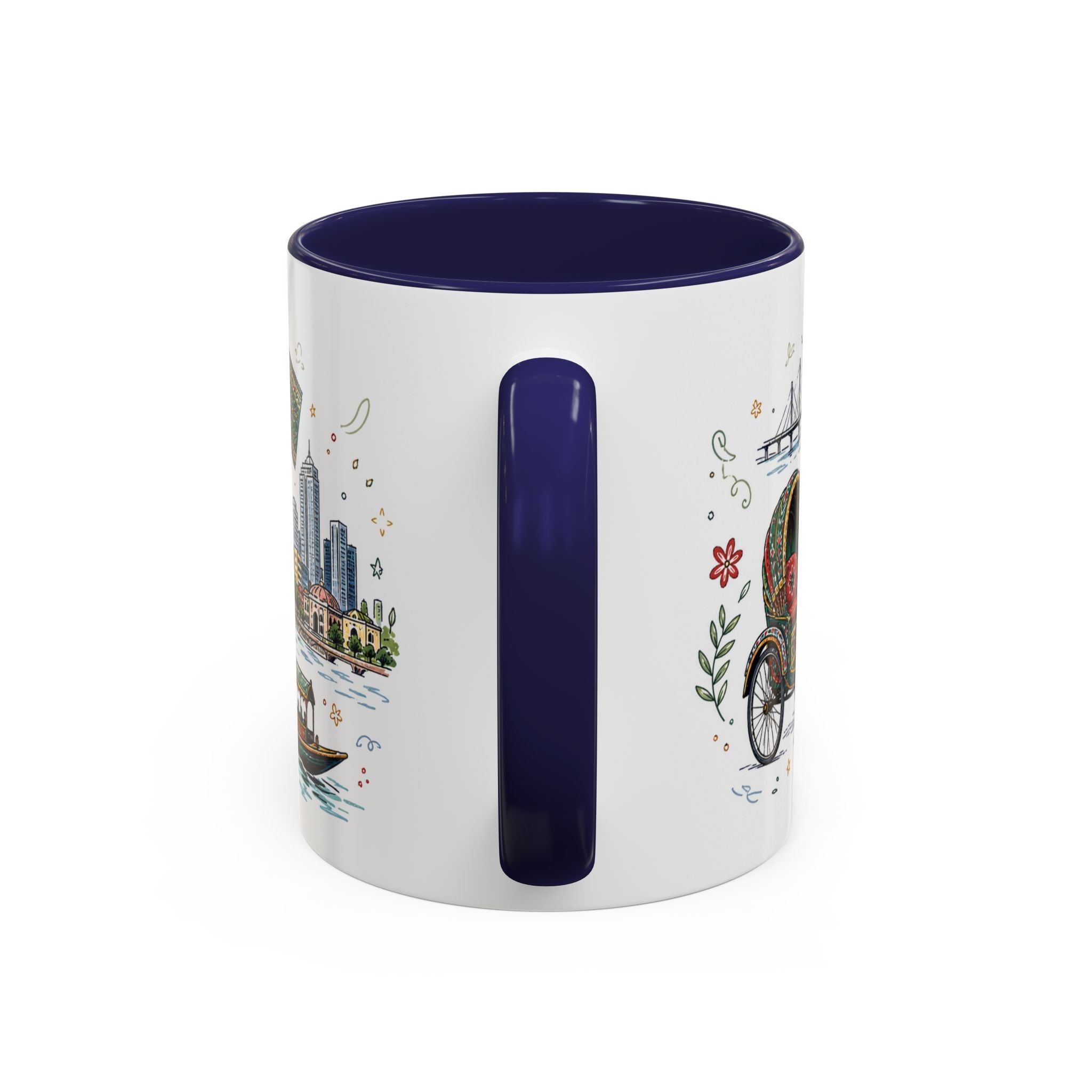 Dhaka Coffee Mug | Bangladesh Souvenir Travel Gift | Accent Color Ceramic 11oz 15oz