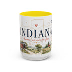 Indiana State Mug | Moving Away, Long Distance Friendship Gift | Botanical Map Accent Cup